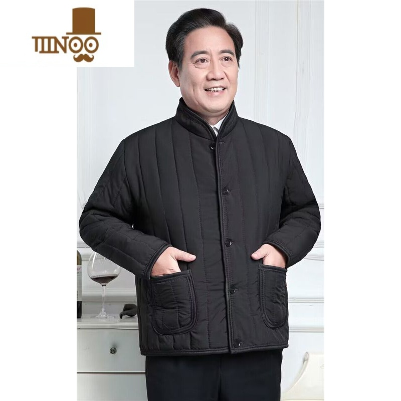 YANXU中老年棉衣男爷爷外公爸爸装加绒加厚新款棉服男装保暖棉袄高清大图
