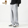 YANXU灰色卫裤男直筒宽松裤子青少年美式休闲高街子松N 4XL 浅灰色