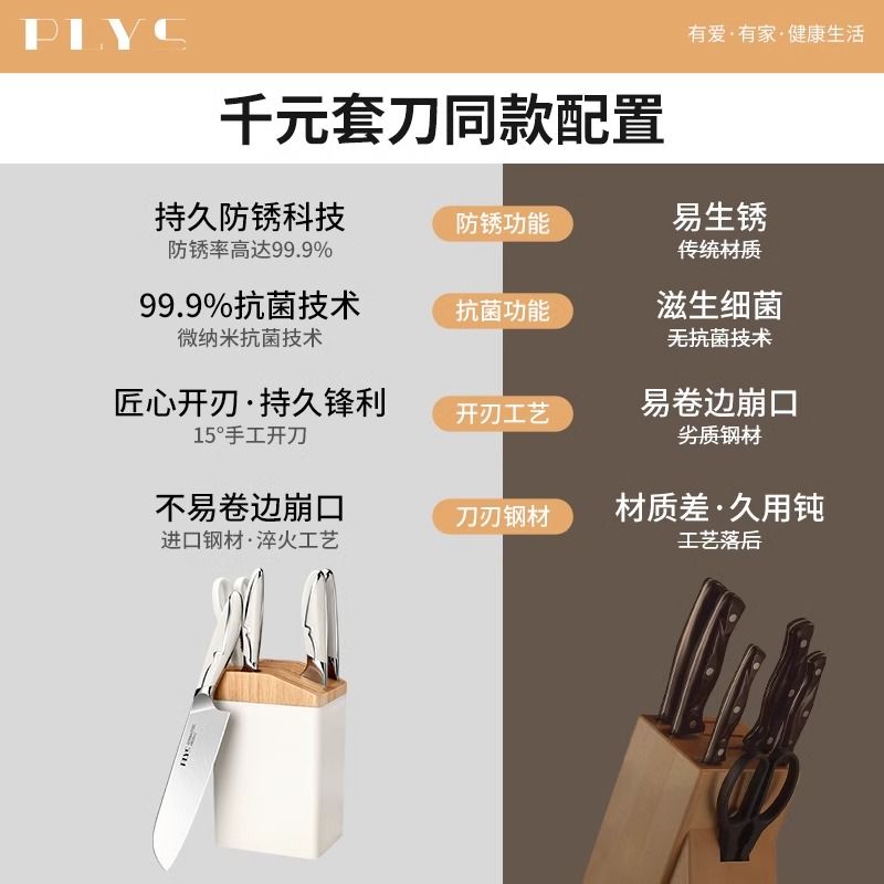 德国进口刀具家用菜刀砍骨刀菜板二合一厨房组合套装8177高清大图