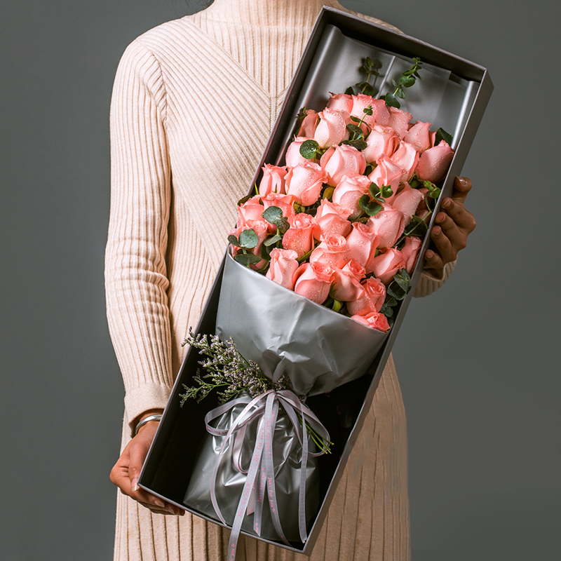闺蜜 长辈 生日礼物 北京哈尔滨 成都 【浪漫恋人】33朵粉玫瑰礼盒