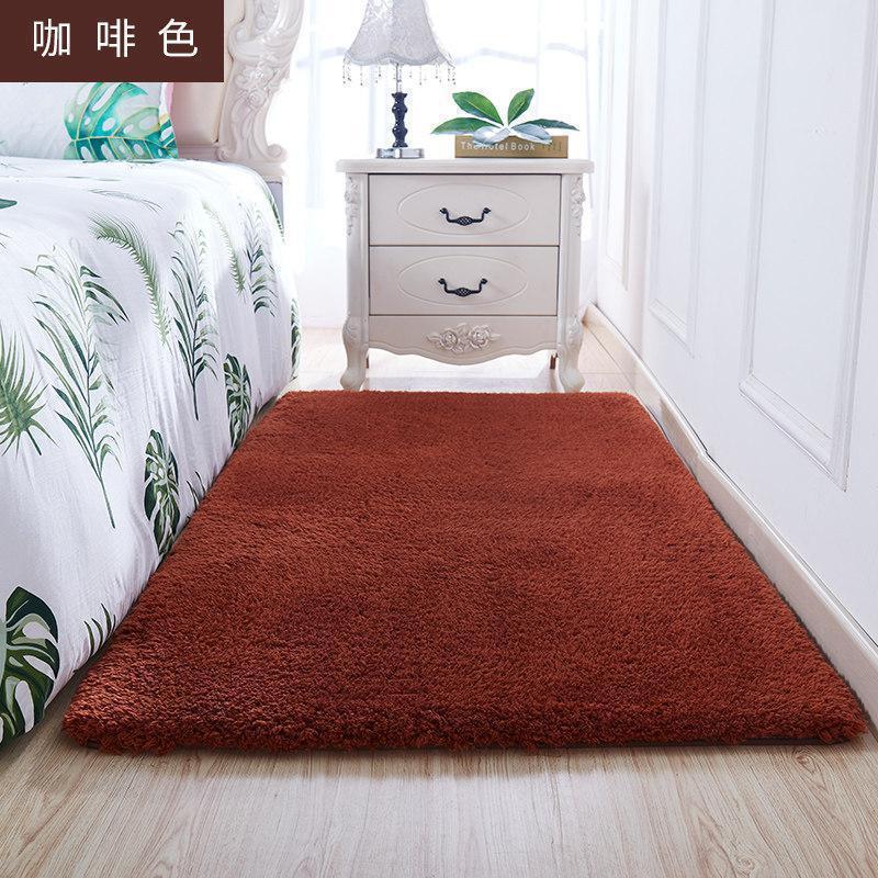 美帮汇家用地毯卧室床边毯少女心满铺房间网红垫子客厅毛绒床前地垫 咖啡色 定制