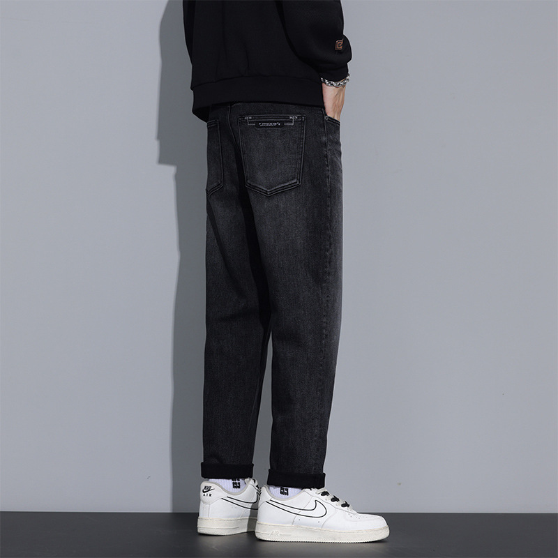 秋冬新款长绒棉牛仔裤直筒裤男休闲百搭弹力棉质潮牌韩版男士裤子_065高清大图