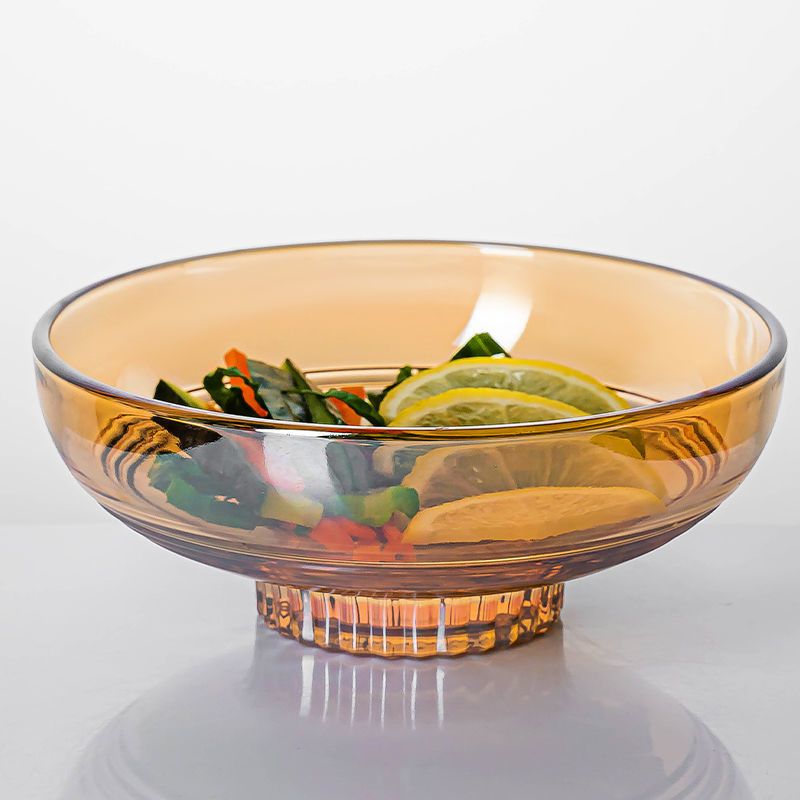 全钢化玻璃碗带盖茶色琥珀煲耐热大汤玻璃盆可烤箱微波专用创意碗透明