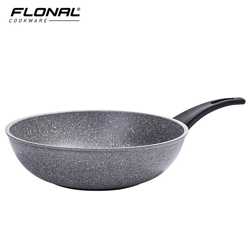 FLONAL经典火山岩复底系列32CM炒锅套装,不粘锅家用不沾锅平底电磁炉燃气灶适用