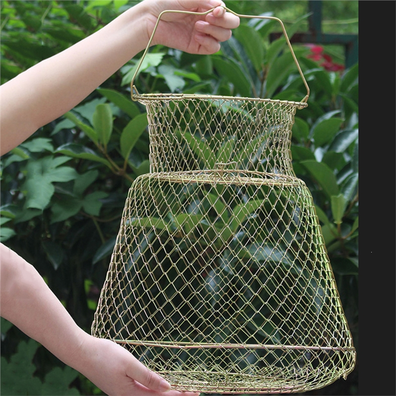 折叠钢丝鱼护网魅扣鱼篓网兜渔护野钓装鱼金属不锈钢鱼笼路亚鳜鱼笼子