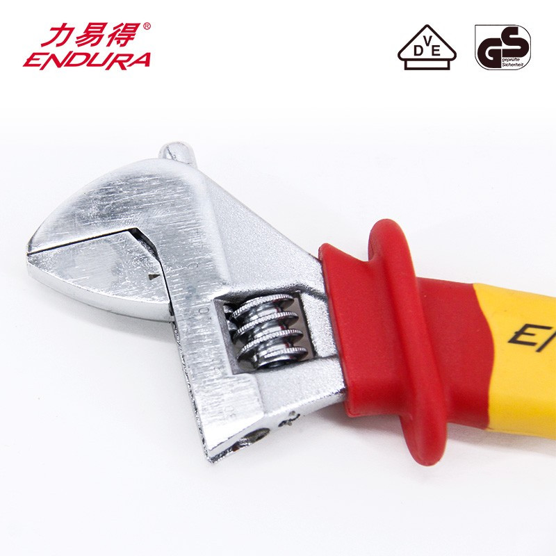 力易得(ENDURA)8英寸VDE双色绝缘活扳手 耐电压1000v电工板手200mm E2051 1把