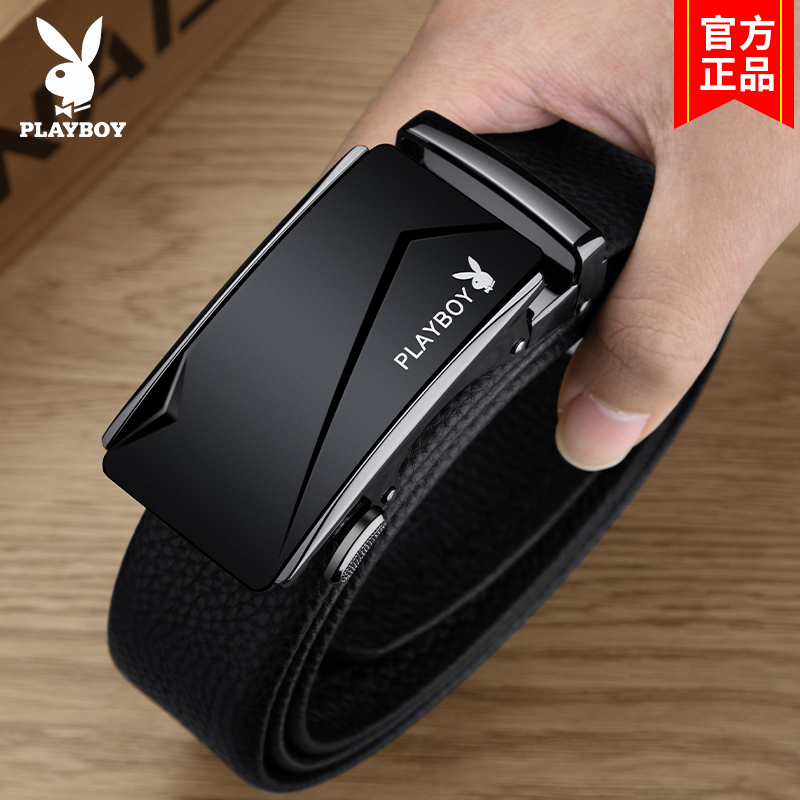 花花公子男士皮带真皮自动扣百搭高档品牌裤带商务头层纯牛皮扣士高清大图