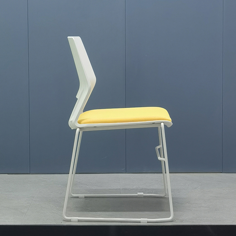 臻远 ZY-7486 简约培训椅办公会议椅电脑椅靠背椅 白架黄垫高清大图