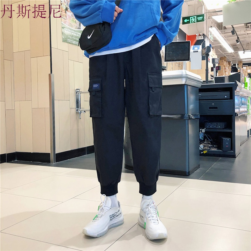 裤子男秋季青少年学生束脚工装九分裤韩版潮流宽松休闲哈伦裤
