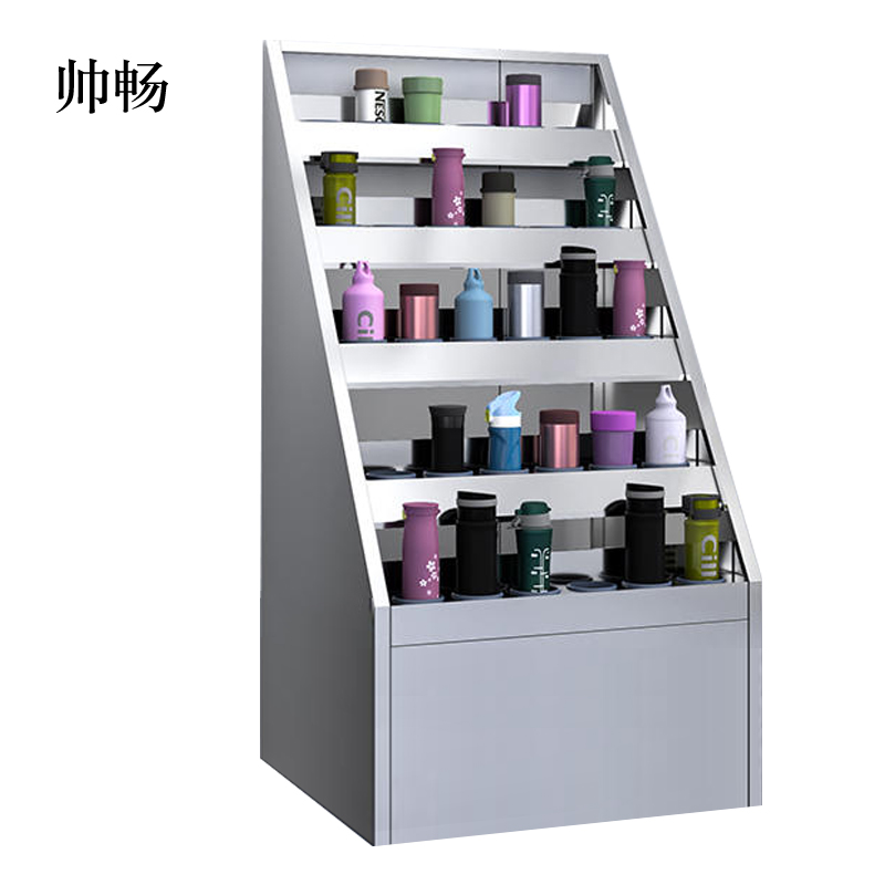 帅畅201不锈钢员工车间多格茶杯放置收纳柜30位水杯架1250*650*590高清大图