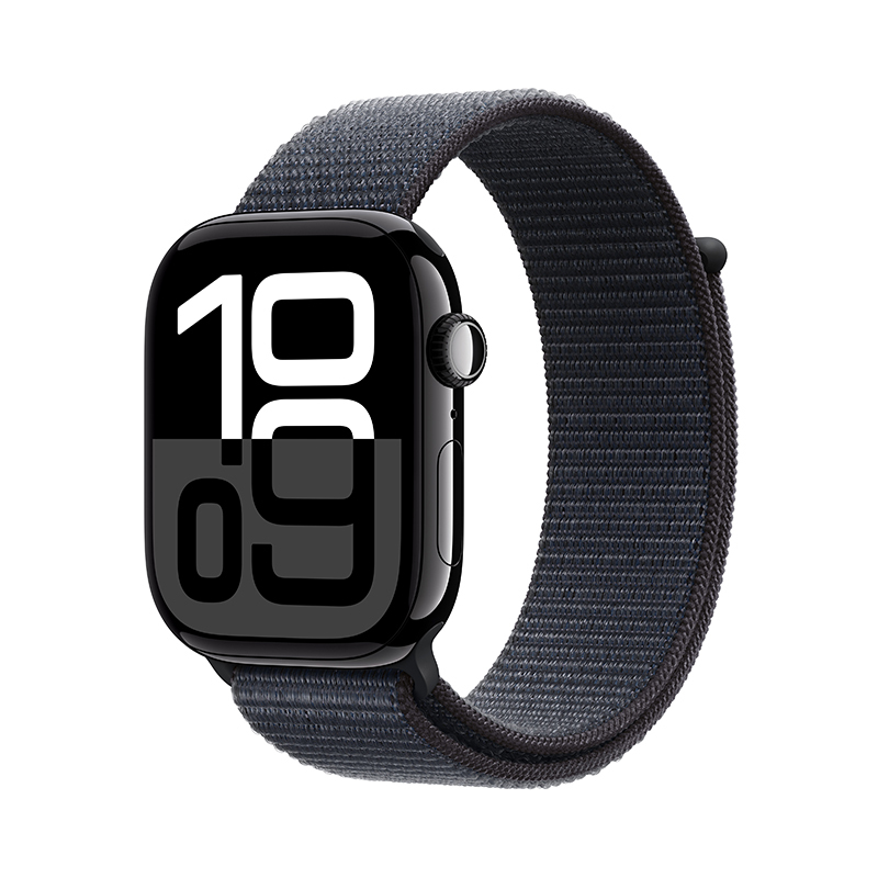 MWYL3CH/B Apple Watch S10 蜂窝 46 毫米亮黑色铝金属表壳 浓墨色回环式运动表带