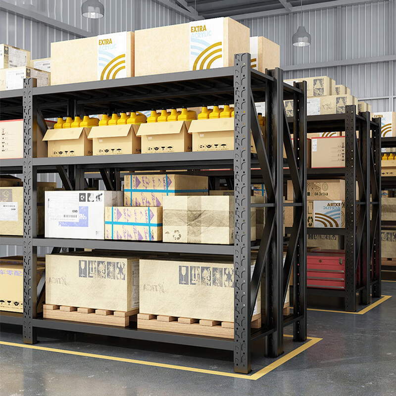 鑫广顺 仓储重型货架多层置物架 四层-200cm高[黑色主架] 常规款长200*宽60[单层承重360kg]单位:个高清大图