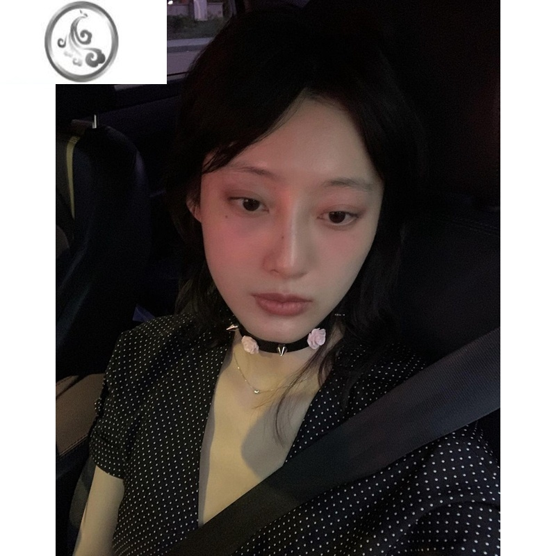 JiMi铆钉玫瑰choker千禧辣妹皮革项圈摇滚朋克重工锁骨链韩国小众设计