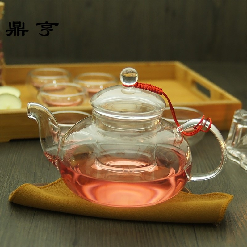 鼎亨耐热玻璃茶壶过滤透明可加热煮茶泡茶壶茶具带盖玻璃壶水壶80