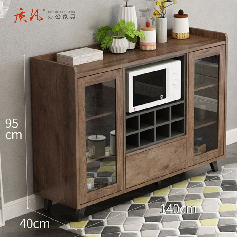质凡家用茶水柜酒柜餐边柜现代简约厨房碗柜收纳柜储物柜微波炉柜