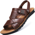 春夏季男士凉鞋男真皮沙滩鞋男新款休闲鞋青年男式大码拖鞋头层牛皮男鞋凉鞋男