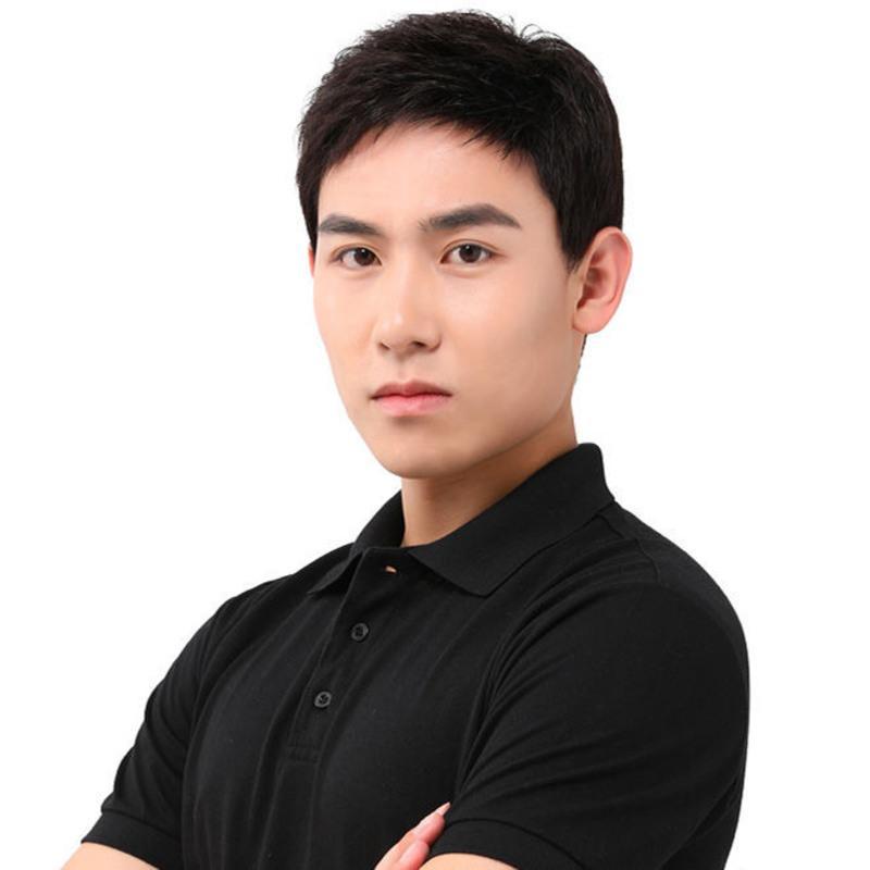 假发男短发韩版帅气中老年男士仿真短直发自然逼真时尚爸爸全头套黑色