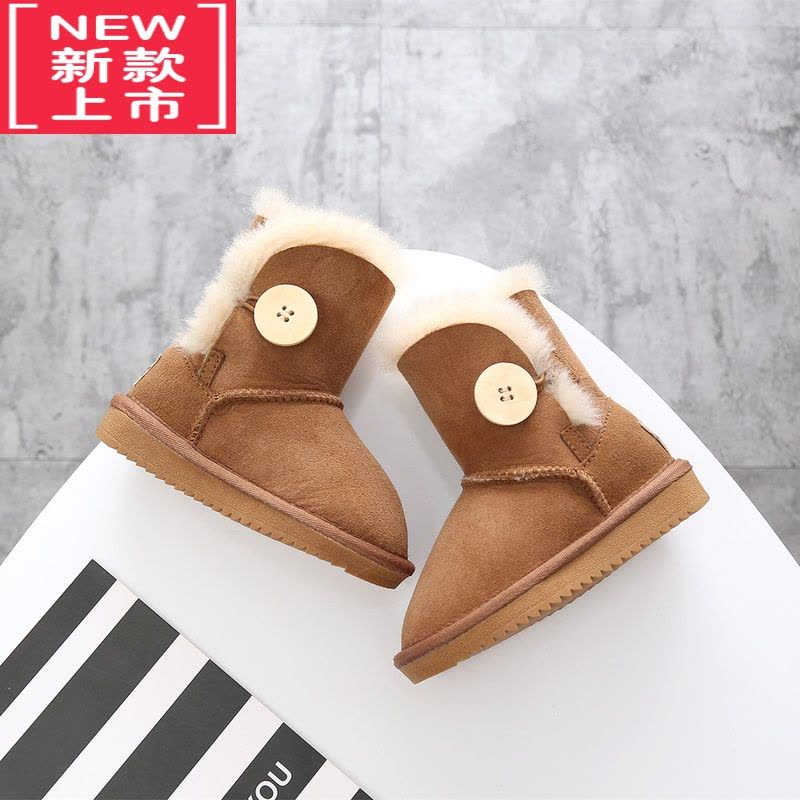 可莉允羊一体儿童雪地靴女童靴子1-3男宝宝棉鞋中大童冬婴儿学步鞋图片