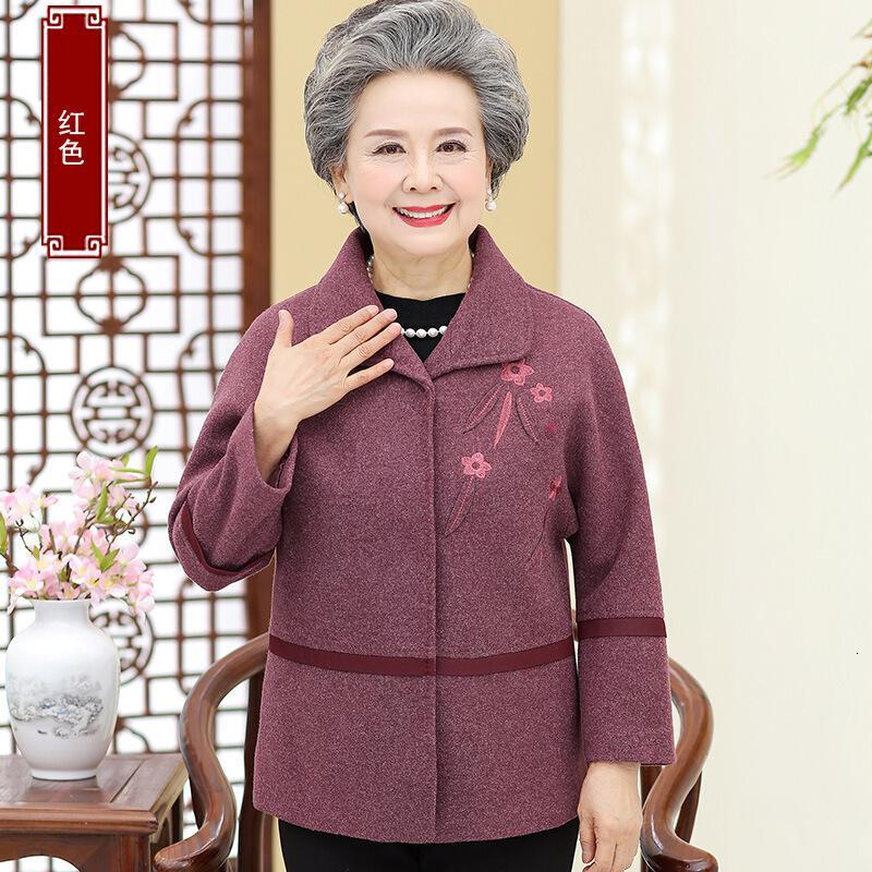 迪鲁奥（DILUAO)轻奢品质中老年人女装春装外套妈妈秋季衣服上衣奶奶装60-780岁_229_296 XL建议95-115斤左右详情咨询客服 红色