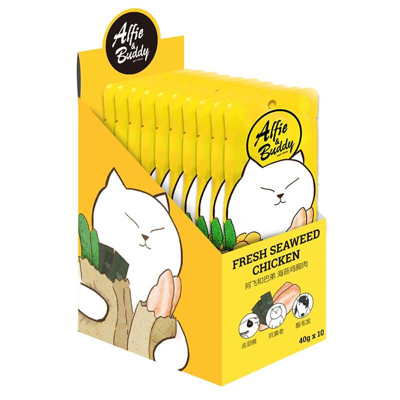 猫零食海苔煮鸡胸宠物零食奖励狗湿粮猫零食40g*10包 鸡肉