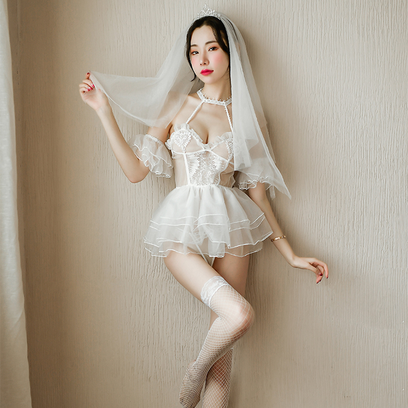 长夜漫漫女士情趣内衣 婚纱新娘装女式情趣睡衣 大胸性感连衣裙蕾丝透明套装制服诱惑网纱激情挑逗角色扮演成人用品高清大图