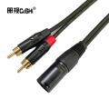 册视卡侬母转双莲花音频线XLR对2RCA公插头镀金一分二15米条