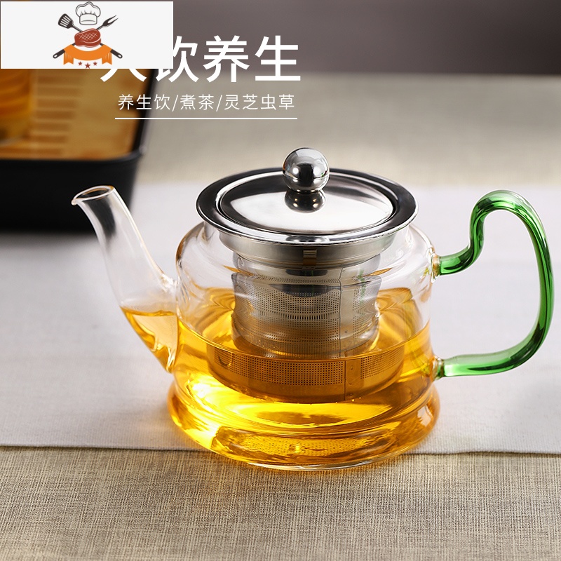 电陶炉煮茶壶茶器普洱茶具玻璃烧水壶家用小型蒸汽泡茶套装电热炉 直身蒸汽壶700ML+加热底座 敬平高清大图