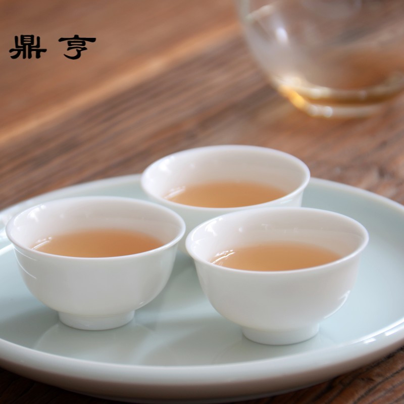 鼎亨简约功夫茶杯景德镇陶瓷品茗杯家用潮汕功夫茶杯白瓷小茶杯6