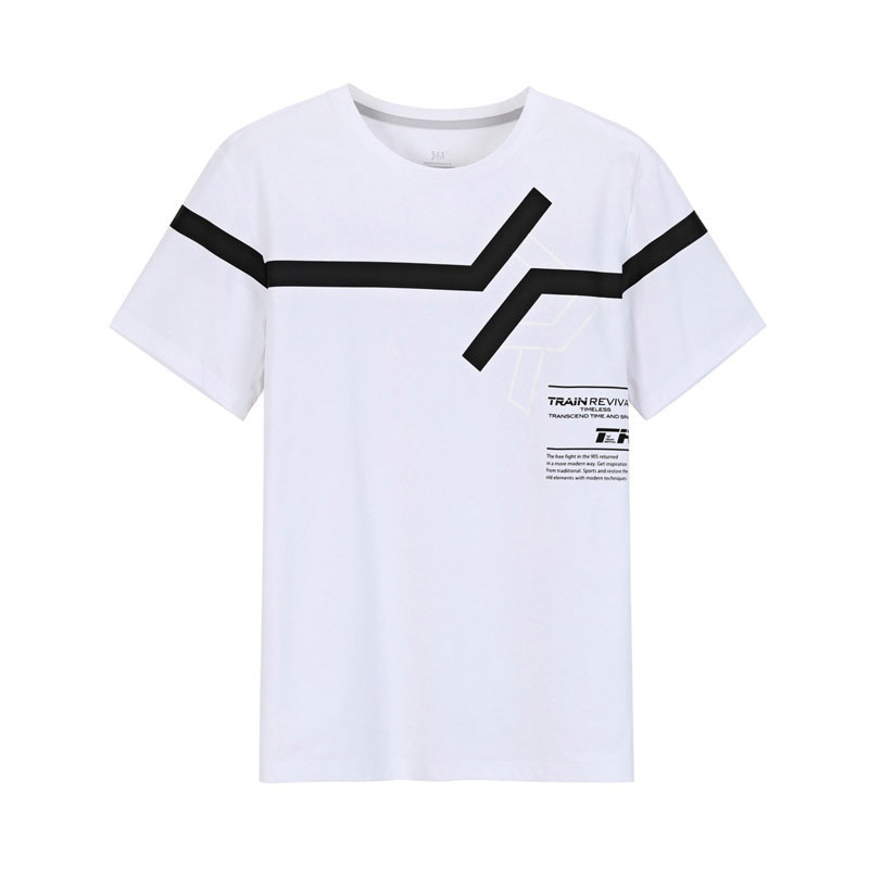 361°短袖男士春夏新款圆领舒适拼接印花潮流休闲上衣运动t恤男