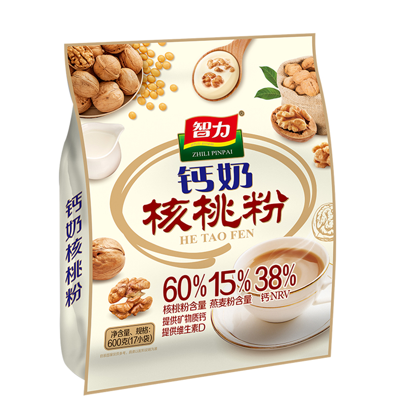 智力钙奶核桃粉600g 免煮即冲即食独立17小包高清大图