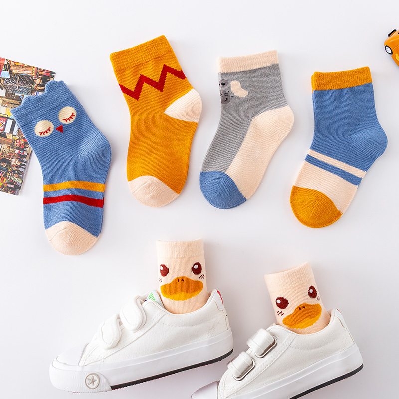 儿童袜子春秋纯棉男童女童卡通宝宝袜中大童学生全棉中筒袜秋冬季