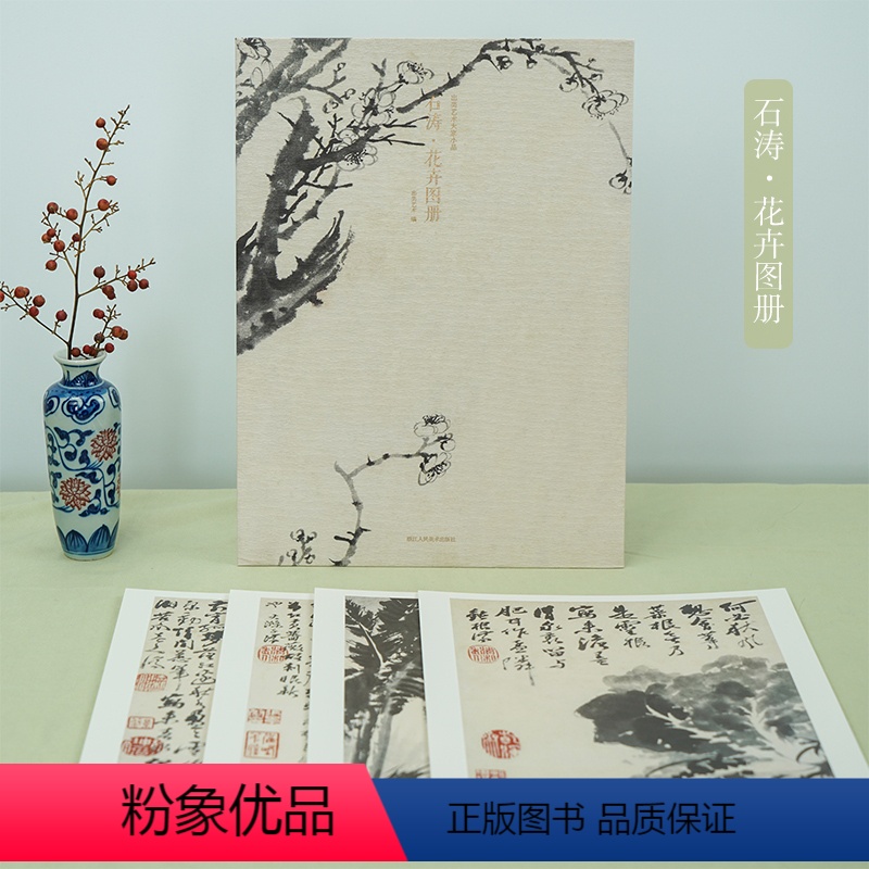 [正版]石涛花卉图册 甄选12帧清代绘画大师经典花卉画作品集 单片装帧高清还原可临摹鉴赏可装饰收藏中国画花鸟画册页 出
