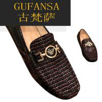 GUFANSA法国奢侈品牌 欧洲上流名士高端品牌联名利登阿玛尼豆豆鞋男真皮2021年新款百搭透气软底一脚蹬男