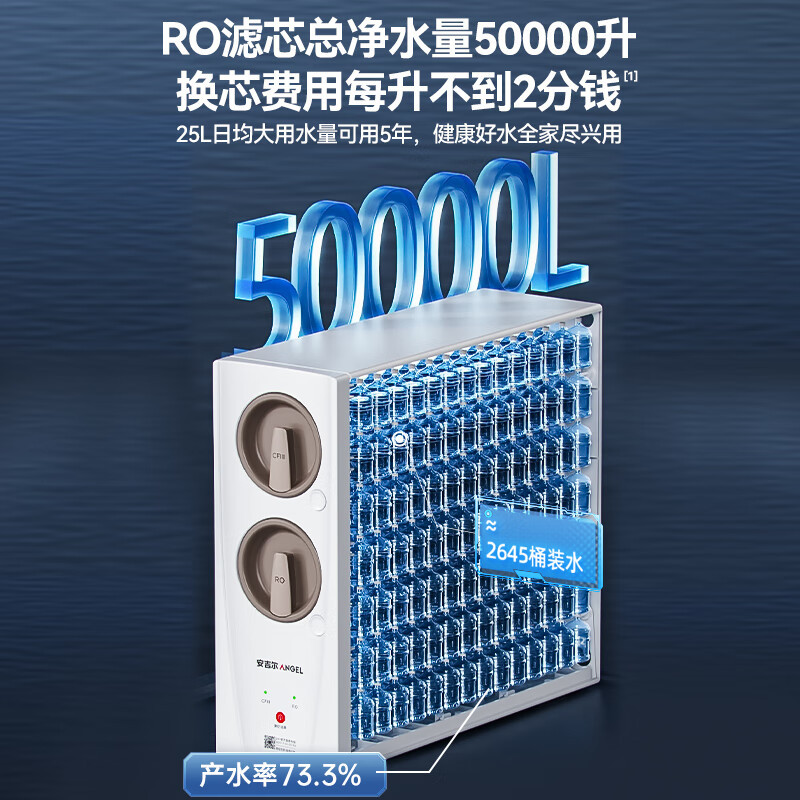 安吉尔净水器家用直饮厨房自来水过滤饮水机玉龙Pro1200G