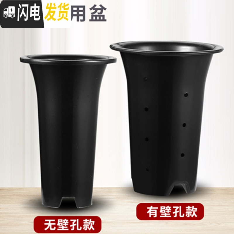 三维工匠塑料加厚加高兰盆带壁孔和不带壁孔款式花盆底自带沥水罩 1号24K兰花盆[10寸]带拖盘 5个[同号]花盆容器