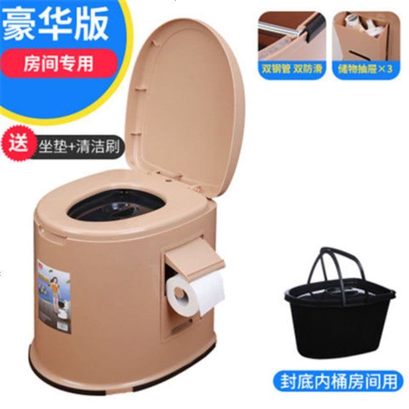 孕妇马桶老人蹲便器移动坐便器室内坐便椅塑料坐便凳成人坐厕尿桶 室内用【双提手 内桶】 经济版【加厚 增图片