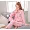 J6893 M (建议80-100斤) 春秋季长袖睡衣女夏棉质女士翻领开衫休闲月子服家居服套装可外穿