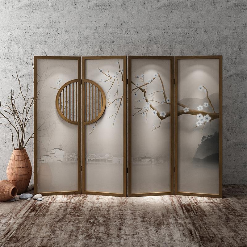 BONJEAN新中式屏风隔断客厅折叠移动卧室遮挡简约现公室折屏小户型高清大图