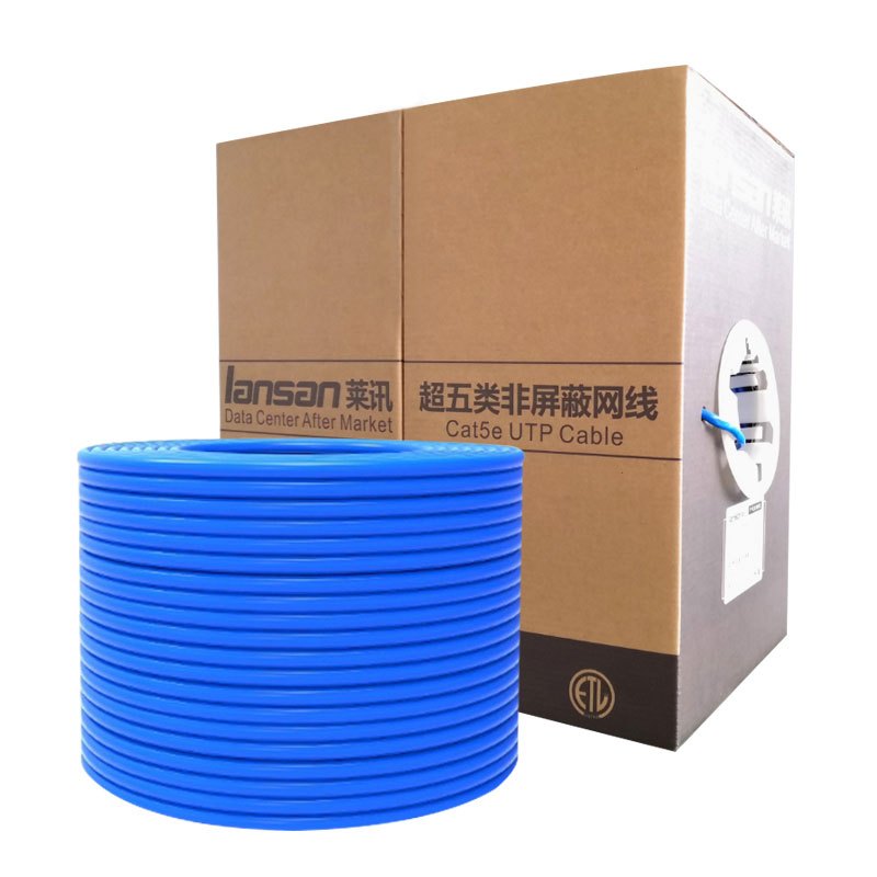 莱讯(lansan)超五类 非屏蔽网络线 家装网络工程布线PVC 环保蓝色305米/箱