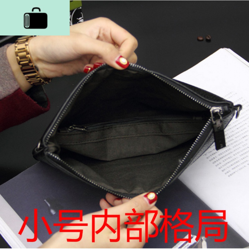 快手红人同款包包男女通用社会小伙单肩斜跨手拿包软皮手抓手夹包NEW LAKE男士手拿包高清大图