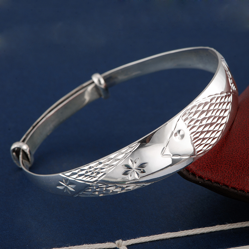 足银时尚手镯 女 足银手镯子 韩版银饰品银镯子手镯 2002192-18送女