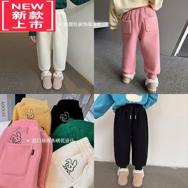 可莉允陈大猪女童裤子加绒秋冬2022新款休闲保暖束脚裤儿童加厚运动裤潮保暖裤图片