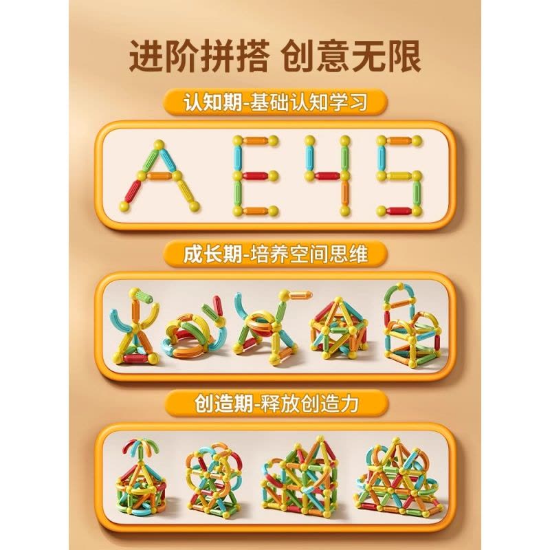 百变磁力棒片儿童2岁益智玩具积木拼装磁铁磁吸宝宝3男孩女孩礼物图片
