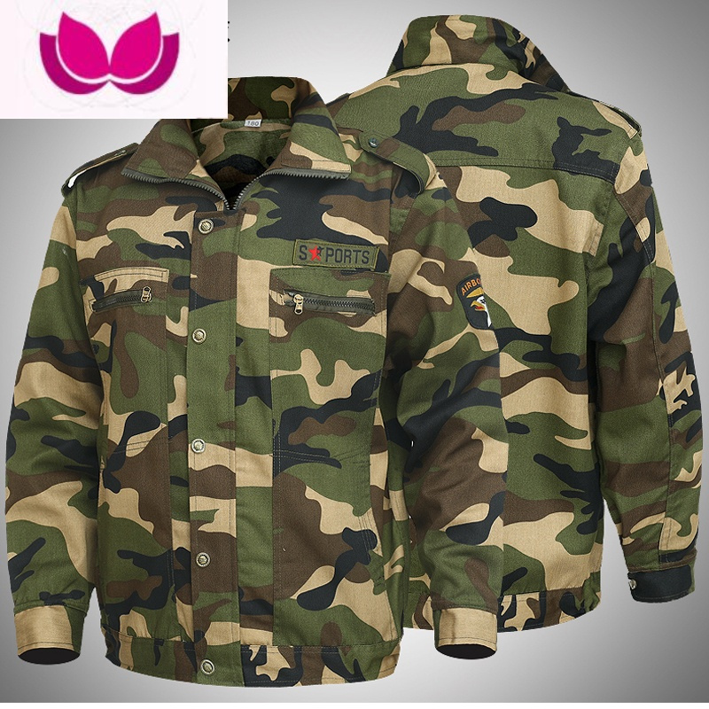 七斓工作服外套男迷彩服上衣夹克多口袋工装耐磨耐脏工地汽修劳保衣服