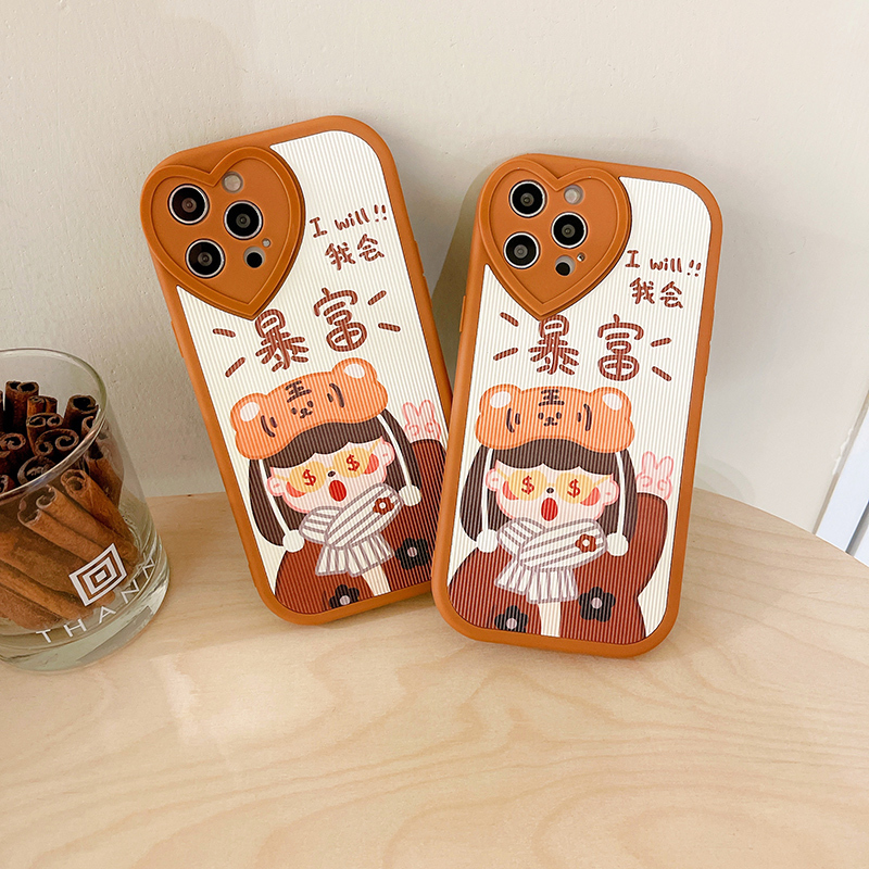 卡绮苹果13手机壳iPhone12新款11promax硅胶防摔xr透明xsmax女款x全包8plus镜头暴富虎头女孩
