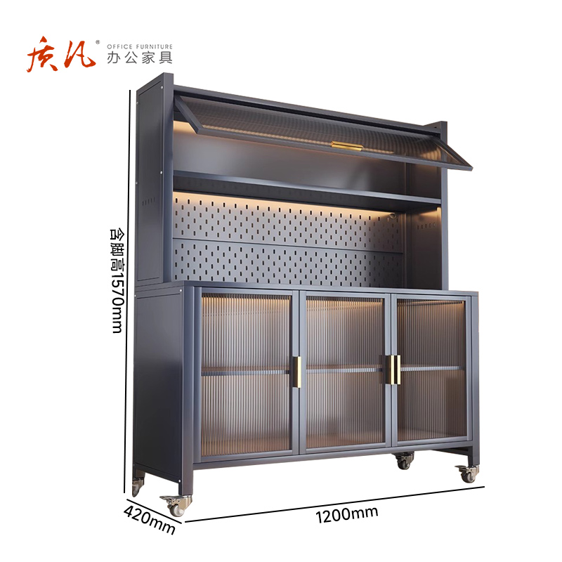 苏宁 质凡 现代简约厨房储物柜家用置物架餐边橱柜/ZF-CG009/1200*420*1570mm高清大图