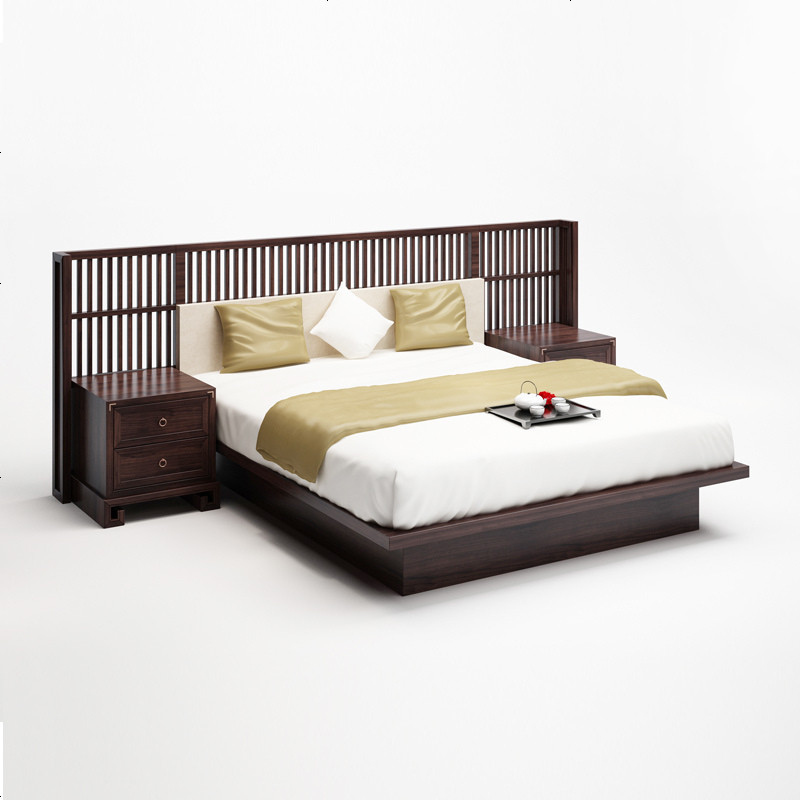 现代新中式实木床双人架子床18米仿古禅意酒店民宿主卧家具定制视频