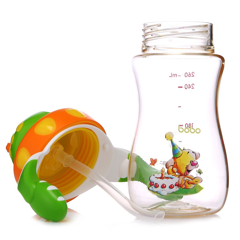 乐儿宝(bobo)PPSU一瓶两用学饮杯260ML 橙色 适用6个月以上 水杯水壶