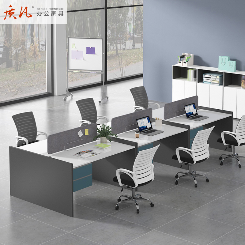 质凡简约现代职员办公室桌椅组合6四4人位办公家具屏风工位卡座办公桌