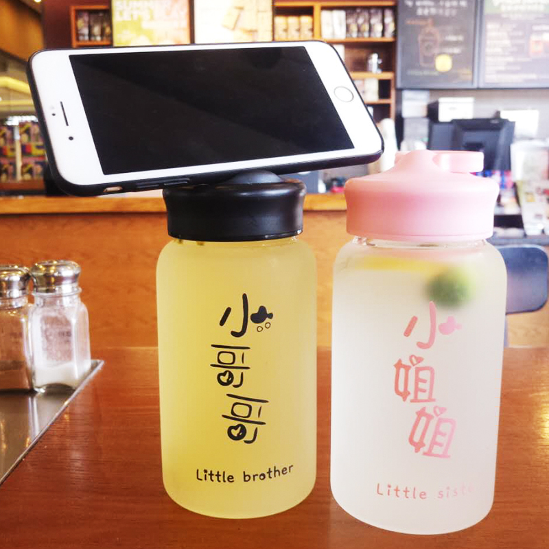 玻璃杯女学生水杯可爱磨砂原宿时尚创意潮流随手杯子日用家居